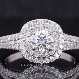 IGI Certified Lab Grown Diamond Double Halo Engagement Ring