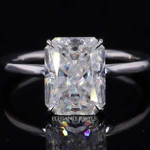 Radiant Cut 2.50 carat D Color VVS1 Clarity IGI Certified Elongated Radiant Cut Lab Grown Diamond Solitaire Engagement Ring 14k Gold
