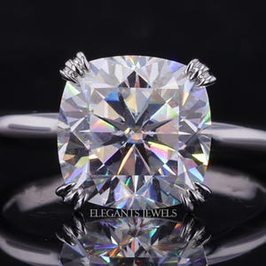 4 Carat Cushion Cut Lab Grown Diamond Solitaire Ring, 14K Solid Yellow Gold One Diamond Ring, Promise Ring, Anniversary Ring, Gift For Women