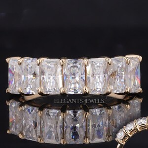 Radiant Lab Grown Diamond Wedding Band Lab Diamond Engagement Ring for Her 7 Diamond Band Anniversary Ring for Wife Real Lab Created Diamond