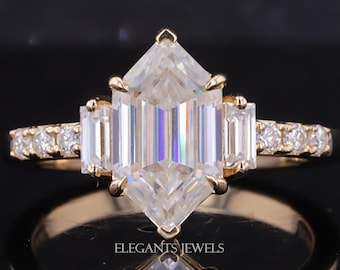 IGI Certified 2.50 ct Lab Grown Hexagon Diamond Engagement Ring