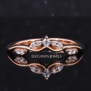 Minimalist Twig Engagement Ring,Twig Matching Band,Women Vine Diamond Band ,Art Deco V Curved Branch Diamond Wedding Band,14K Gold Ring Gift