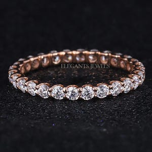 CVD Lab Grown Diamant Eternity Band, Diamant Eternity Ring, mit 2 mm Steinen in voller Ewigkeit Erhältlich in 14K Weißgold, Gelbgold & Rose
