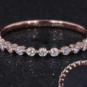 Lab Diamond Floating Bubble Ring/ 1.60mm Shared Prong Half Infinity Lab Grown Diamond Band/ Diamond Wedding Anniversary Ring/ 14K 18K Band