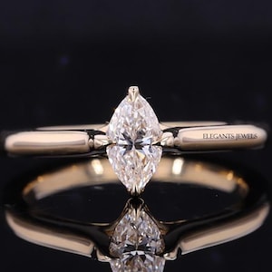 0.50 Carat Marquise Cut Diamond Ring, F, VS1 IGI Certified Lab Grown Diamond Engagement Ring, Woman Proposal Ring, Diamond Gift Ring for Her