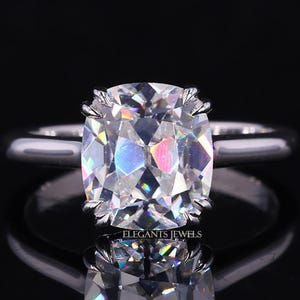 3 CT Vintage Old Mine Cushion Cut Diamond Engagement Ring, Solitaire Diamond Ring, 14k Yellow IGI Certified Lab Grown Solitaire Diamond Ring