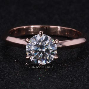 IGI Certified Lab Grown Diamond Engagement Ring: Solid Gold Round Cut
