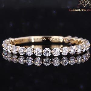 3/4 Eternity Lab Grown Diamond Wedding Band 2.00 MM Round Lab Created Diamond Band Floating Bubble Band Stacking Ring Mother&#39;s Day Gifts