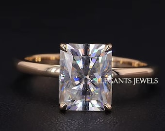 Radiant Cut Lab Grown Diamond Solitaire Engagement Ring, Anniversary Gift