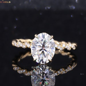 2.00 CT Oval Cut Moissanite Anniversary Ring Twisted Rope Shank Basket Set Wedding Ring, Hidden Halo Claw Prong Engagement Ring,