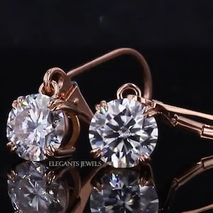 2 CT Diamond Earrings, Dangle and Drop Earrings for Women, Double Claw ProngRound Lab Grown Diamond Earrings for Her, Gifts for Women, Gifts