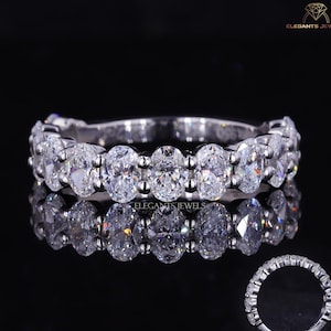 Lab Grown Oval Diamond Eternity Band, Gold Wedding Ring