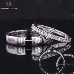 Diamond Matching Wedding Bands in 18k Gold/Couple Ring Set for Lovers/His and Her Ring/Wedding Ring Set/Bridal Jewelry/Custom Fine Jewelry