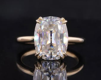 3.00 CT Old Mine Cushion Cut Lab Grown Diamond Ring Cathedral Set Vintage Ring IGI Certified Ring 14K Gold Double Prong Set Engagement Ring