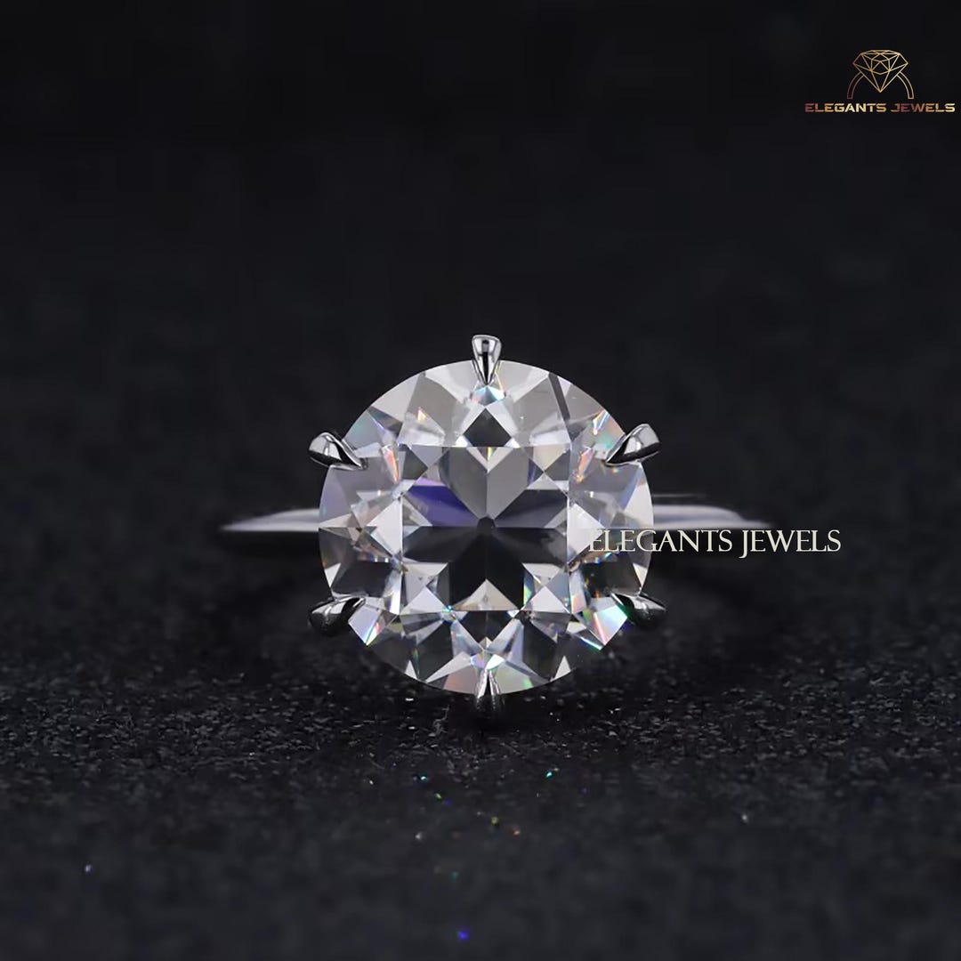 4.50 CT Lab Grown Diamond Engagement Ring, 14K White Gold, OEC Cut - Etsy