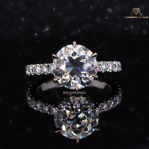 1.00 - 3.00 CT Old European Cut Round Lab Grown Diamond Vintage Inspired Hidden halo Engagement Ring in 14k Gold, Solitaire Ring, OEC