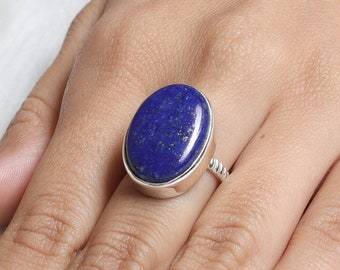 Lapis Lazuli Ring, 925 Solid Sterling Silver Ring, Handmade Ring, Crystal Jewellery, Oval Ring, Ring For Women, All Ring Size available