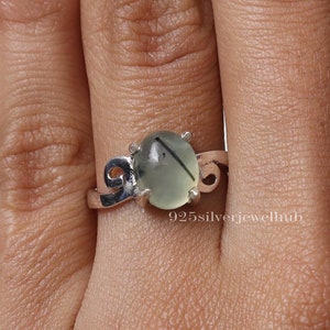 Prehnite Ring, 925 Sterling Silver Ring, Boho Gemstone Ring, Handmade Ring, Natural Gemstone Jewellery, Birthday Gift For Her