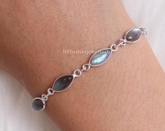 Labradorite Bracelet, 925 Solid Sterling Silver Bracelet, Handmade Silver Bracelet, Boho Jewellery, Bracelet For Women, Hippie Bracelet