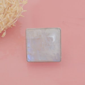 Rainbow Moonstone Ring, 925 Sterling Silver Ring, Cushion Shape Ring, June Birthstone Jewelry, Gemstone Silver Ring, All Sizes Available