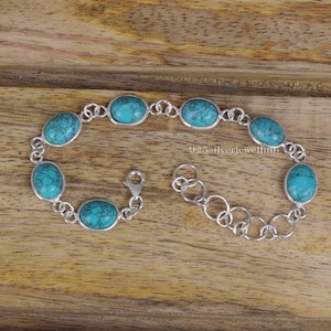 Natural Turquoise Bracelet, 925 Sterling Silver Bracelet, Handmade Bracelet, December Birthstone, Turquoise Jewelry, Birthday Gift For Her