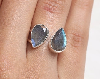 Labradorite Ring, 925 Sterling Silver Ring, Faceted Gemstone Ring, Bohemian Jewellery, Ring For Women, Handmade Silver Ring, Gift For Her