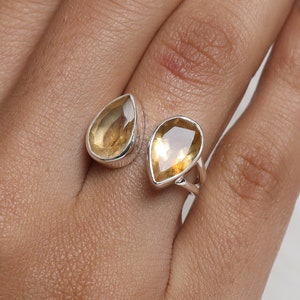 Citrine Ring, 925 Sterling Silver Ring, Faceted Gemstone Ring, November Birthstone Ring, Boho Handmade Jewelry, Ring For Women, Hippie Ring