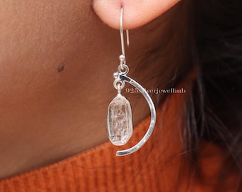 Raw Herkimer Earrings, 925 Sterling Silver Earrings, Dangle Drop Earrings, Handmade Silver Earrings, Raw Herkimer Jewelry, Earrings For Her