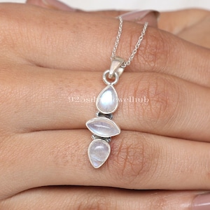 Regenbogen Mondstein Anhänger, 925 Sterling Silber Halskette, Boho Anhänger, Juni Geburtsstein, Frauen Silber Schmuck, handgemachter Anhänger, Geschenk für sie