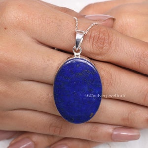 Lapis Lazuli Pendant, 925 Sterling Silver Necklace, Boho Pendant, September Birthstone, Crystal Jewelry, Handmade Necklace, Gift For Her