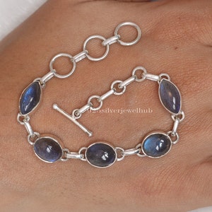 Labradorite Bracelet, 925 Solid Sterling Silver Bracelet, Handmade Bracelet, Women Silver Jewelry, Boho Bracelet, Wedding Gift For Women