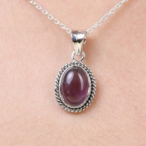 Pingente de Ametista, Pingente de Prata Esterlina 925, Pingente Feito à Mão, Colar Boho, Pingente de Pedra de Nascimento de Fevereiro, Pingente de Pedra Preciosa, Presente para Ela