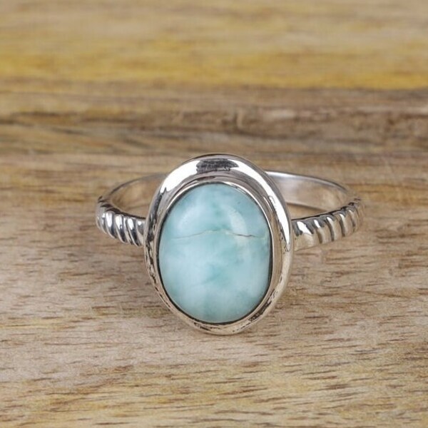 Ravishing Impressions Larimar Gemstone Sterling Silver Ring - Handmade Jewelry, Birthday Gift - View #9
