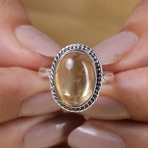 Citrine Ring, 925 Sterling Silver Ring, November Birthstone, Oval Gemstone Ring, Handmade Ring, Bohemian Silver Jewellery, Gift For Her
