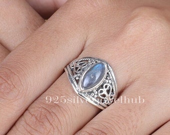 Bague labradorite naturelle, bague en argent sterling 925, bague faite main, bijoux de pierres précieuses de guérison, bague pour femme, bague bohème, cadeau pour elle