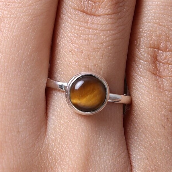 Tiger Eye Ring, 925 Sterling Silver Ring, Handmade Silver Ring, Boho Ring, Gemstone Jewelry, Ring For Women, Minimalist Ring, Every Day Ring