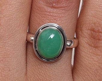 Anillo de ónix verde, anillo de plata de ley 925, anillo de piedra de nacimiento de mayo, anillo de piedra preciosa ovalada, joyería de plata hecha a mano, anillo bohemio, anillo para mujer