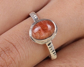 Sunstone Ring, 925 Sterling Silver Ring, Natural Gemstone Ring, Handmade Ring, Boho Ring, Women Jewellery, Stone Sourced From Oregon, USA