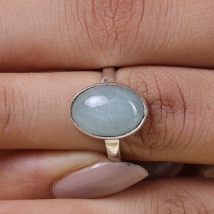 Aquamarine Ring, 925 Sterling Silver Ring, Oval Shaped Ring, Gemstone Ring, March Birthstone Ring, Handmade Ring, Boho Ring, Statement Ring
