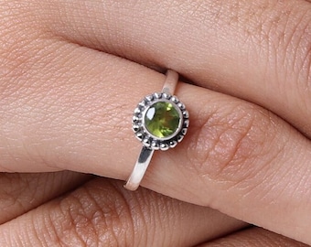 Cut Peridot Ring, 925 Sterling Silver Ring, Handmade Ring, August Birthstone, Boho Ring, Women Silver Jewelry, Minimalist Ring, Gift For Her