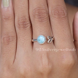 Natural Larimar Ring, 925 Sterling Silver Ring, Gemstone Ring, Handmade Ring, Women Silver Jewellery, Stone Sourced From Dominican Republic