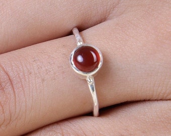 Carnelian Ring, 925 Sterling Silver Ring, Dainty Ring, Minimalist Ring, Promise Ring, Gift for Her, Women Ring, Handmade Ring, Stacking Ring