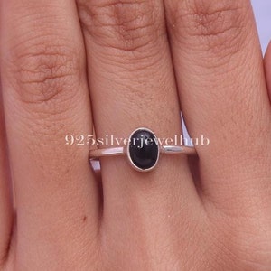 Natural Black Onyx Ring, 925 Sterling Silver Ring, Minimalist Gemstone Ring, Handmade Jewellery, Stone Sourced From Brazil, Birthday Gift