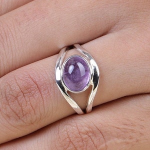 Natural Amethyst Ring, 925 Sterling Silver Ring, Gemstone Ring, February Birthstone, Handmade Ring, Promise Ring, Gift for Her, Boho Ring