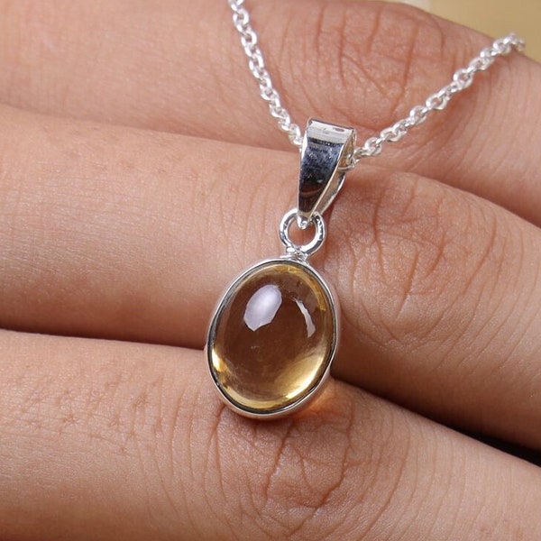 Citrine Pendant, 925 Sterling Silver Pendant, Dainty Necklace, Minimalist Necklace, Gemstone Necklace, Pendant for Women, Citrine Jewelry