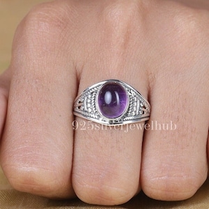 Amethyst Ring, 925 Sterling Silver Ring, February Birthstone, Purple Gemstone Ring, Handmade Ring, Promise Ring, Ring for Women, Boho Ring