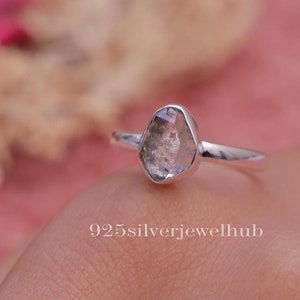 Raw Herkimer Diamond Ring, 925 Sterling Silver Ring, Handmade Ring, Boho Ring, Natural Gemstone Jewellery, Stone Sourced From New York, USA