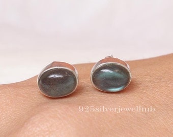 Orecchini pendenti fatti a mano in argento 925 con pietra preziosa naturale di labradorite blu appariscente, ideali come regalo - Italia Orecchini pendenti fatti a mano in argento 925 con pietra preziosa naturale di labradorite blu appariscente, ideali come regalo - Italia