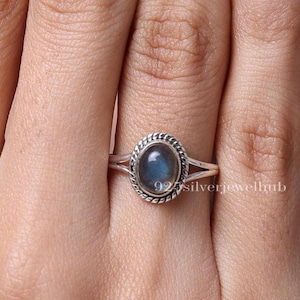 Natuurlijke labradorietring, 925 sterlingzilveren ring, minimalistische ring, handgemaakte sieraden, natuurlijke edelsteenring, zilveren damessieraden