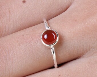 Carnelian Ring, 925 Sterling Silver Ring, Dainty Ring, Women Ring, Handmade Ring, Stacking Ring, Minimalist Ring, Promise Ring, Gift for Her